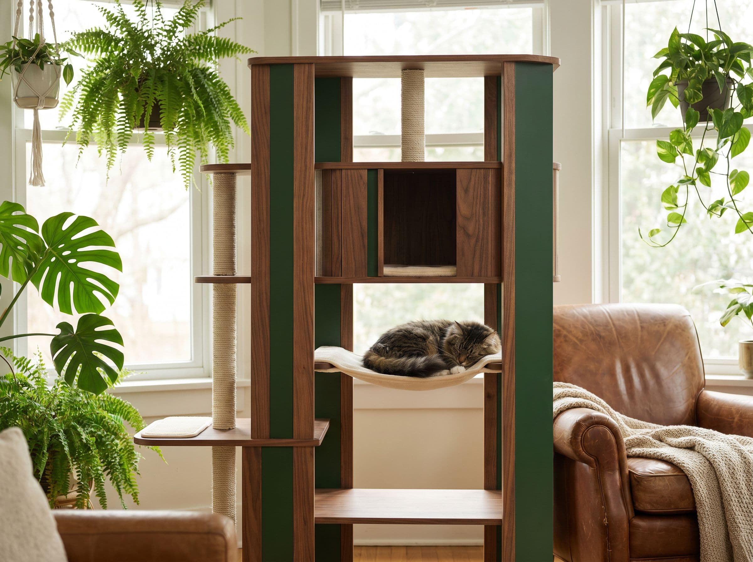 Comment integrer un arbre a chat dans un salon moderne