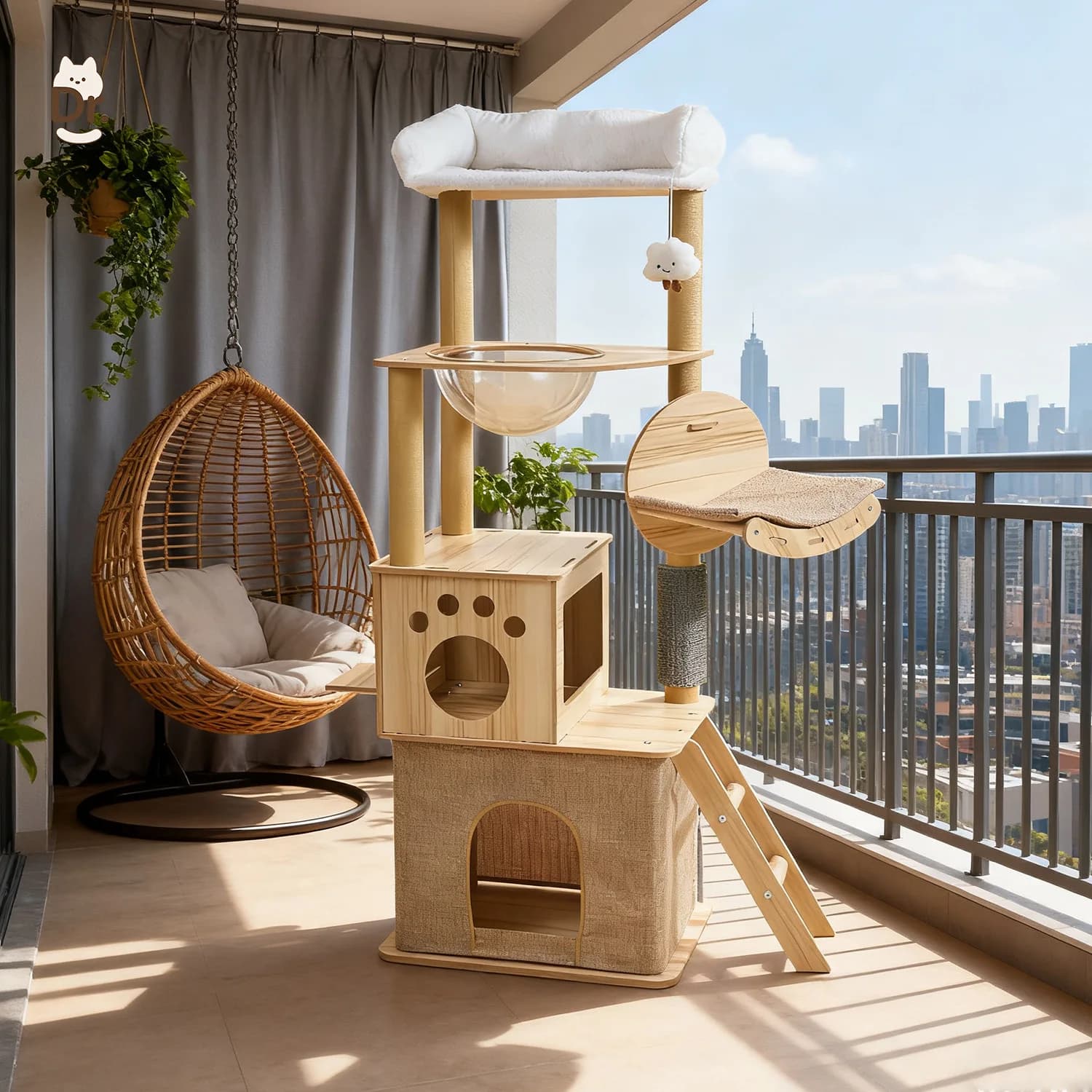 Arbre à chat bois - Balcon enchanté